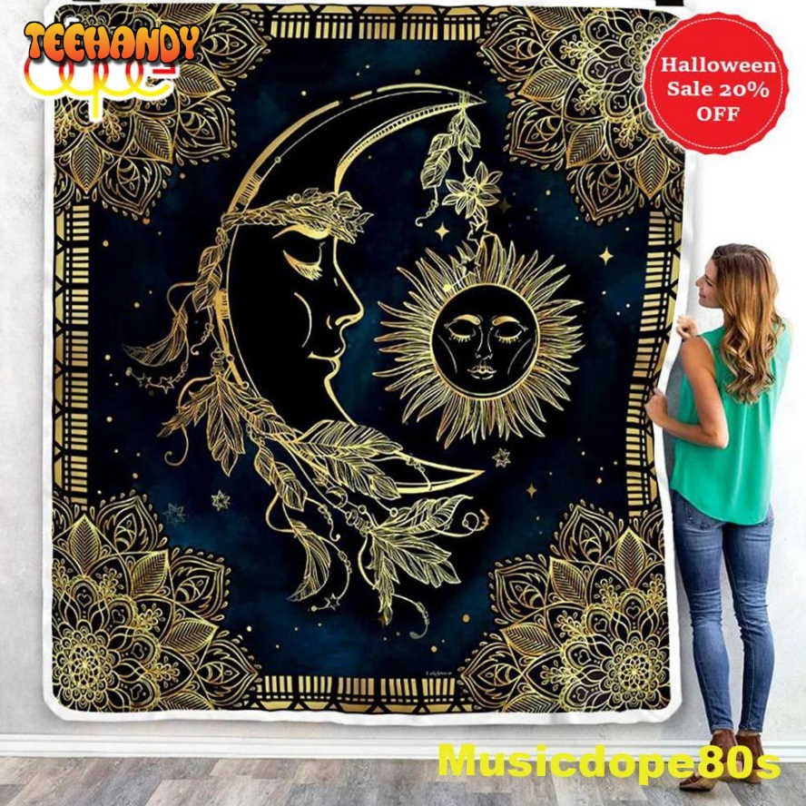 Sun and Moon Mandala Halloween Sofa Fleece Throw Blanket Halloween