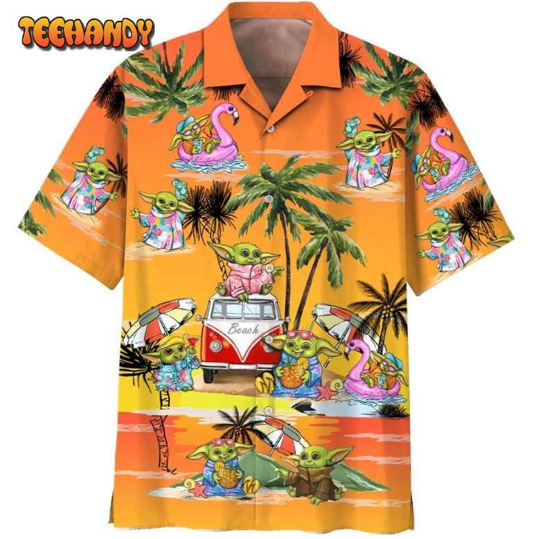 SW Disney Baby Yoda Orange Hawaiian Shirt