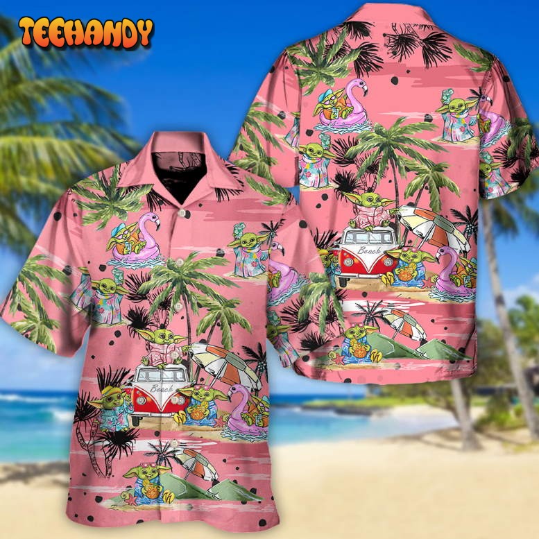 SW Disney Baby Yoda Pink Hawaiian Shirt