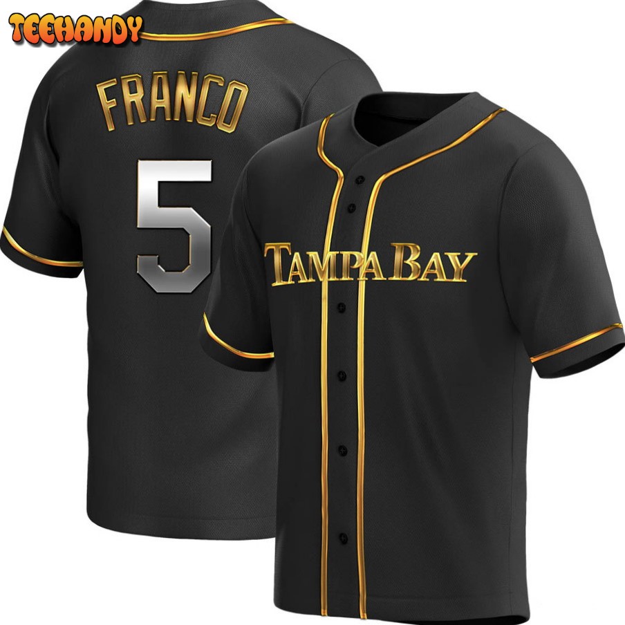 Tampa Bay Rays Wander Franco Black Golden Replica Jersey