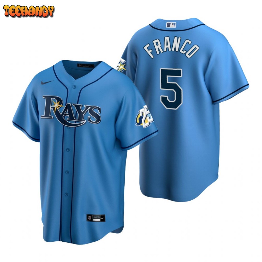 Game Used 25th Anniversary Devil Rays Jersey: Wander Franco - July