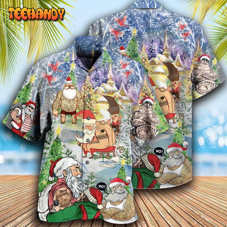 Tattoo Cool Santa Claus Christmas Hawaiian Shirt