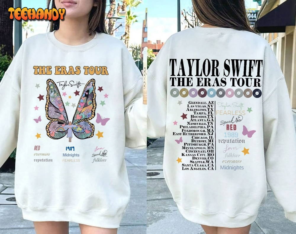 Taylor Swift Eras Tour 2023 Sweatshirt, Vintage Eras Tour Butterfly 2 side Shirt