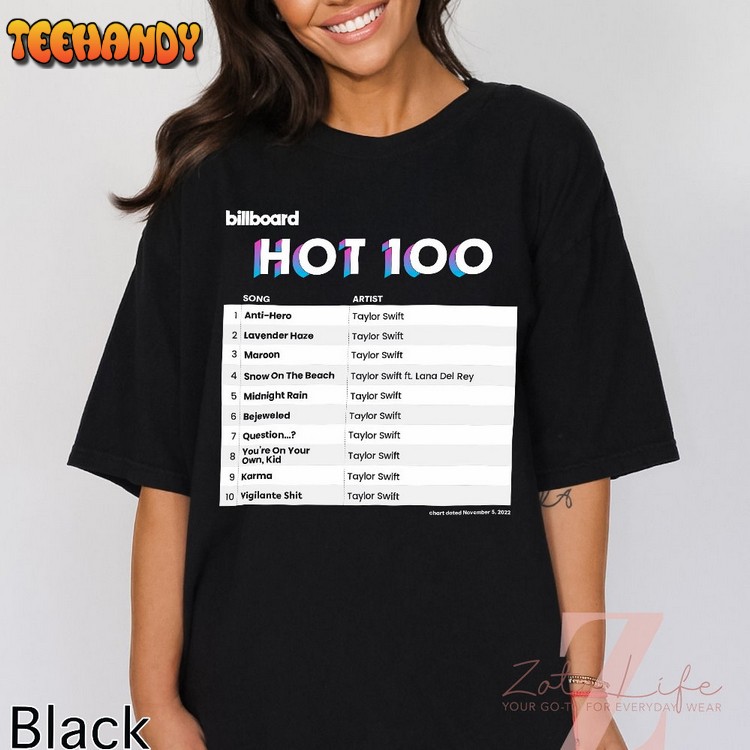 Taylor Swiftie Top 10 on Hot 100 Billboard T-Shirt