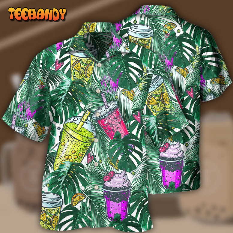 Tea Boba Tea Tropical Leaf Hawaiian Shirt