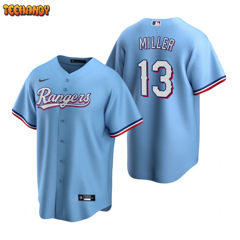 Texas Rangers Brad Miller Light Blue Alternate Replica Jersey