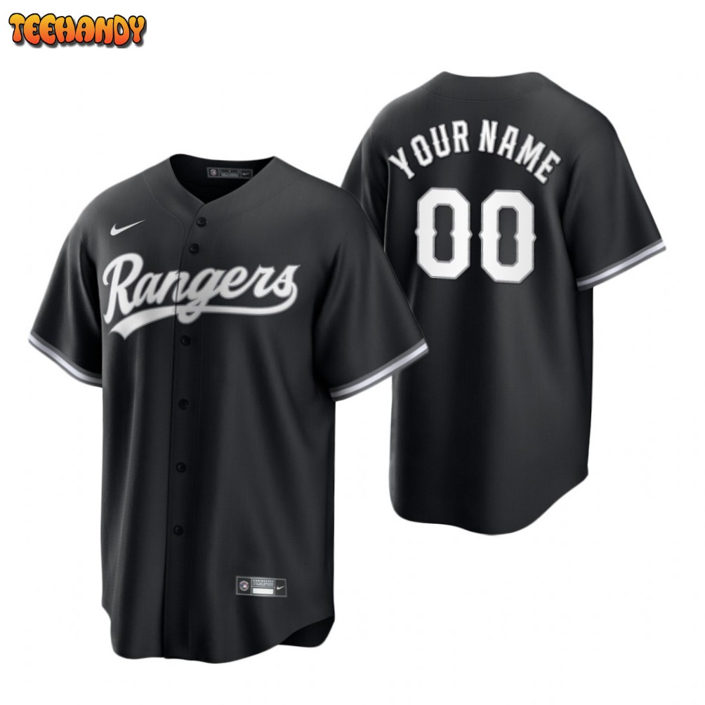 Texas Rangers Custom Black White Fashion Replica Jersey