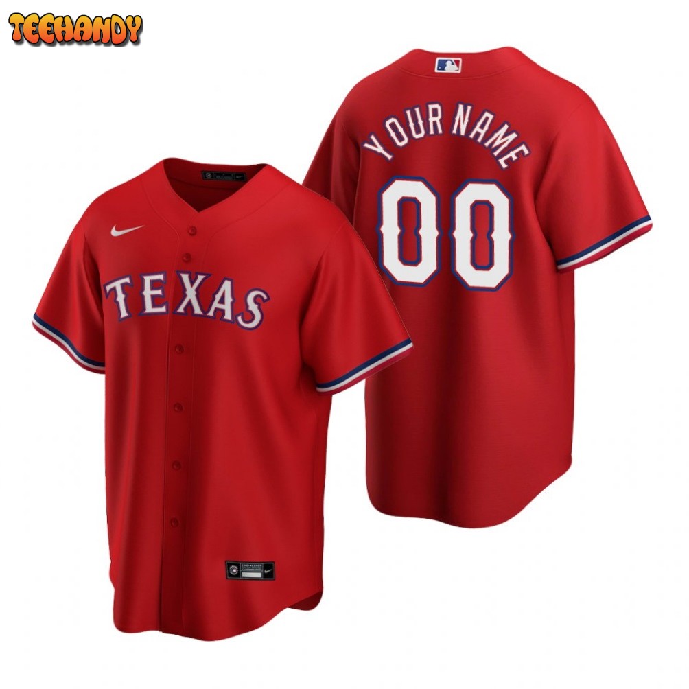 Texas Rangers Custom Red Alternate Replica Jersey