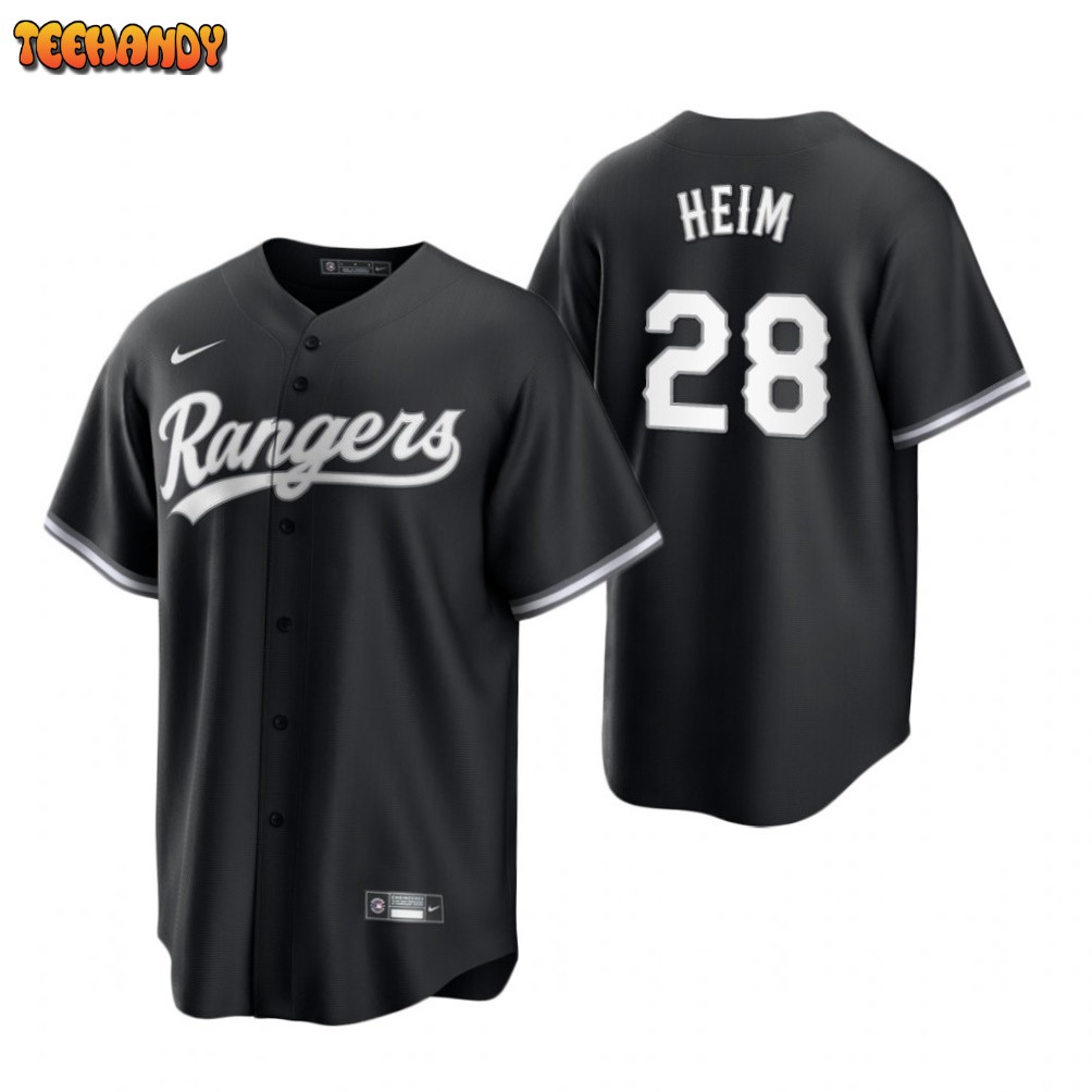 Texas Rangers Jonah Heim Black White Fashion Replica Jersey