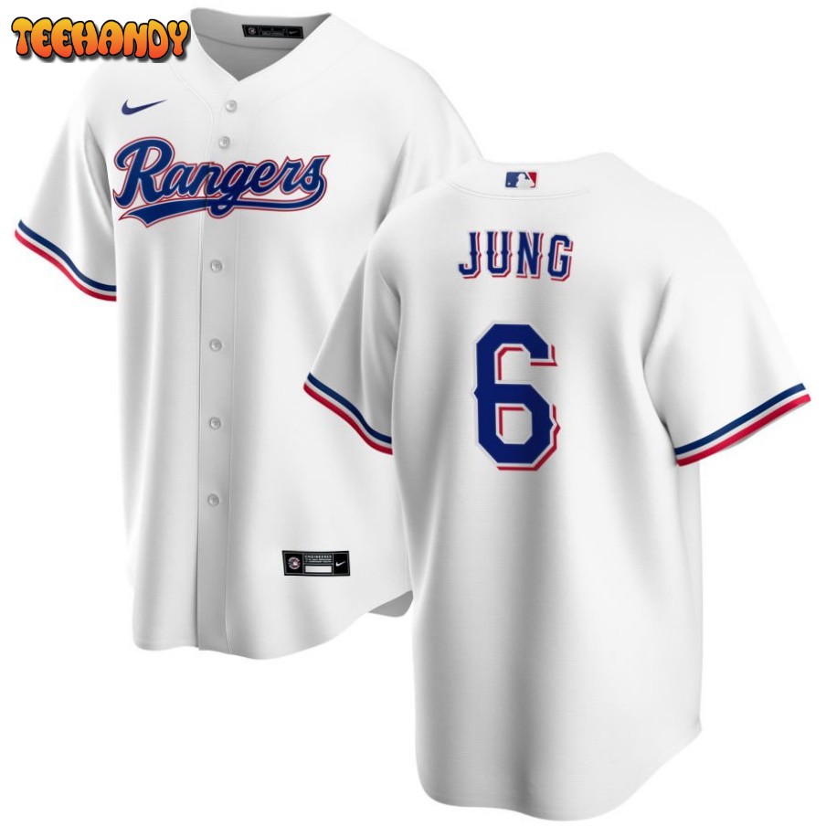 Texas Rangers Josh Jung White Replica Youth Home Cooperstown