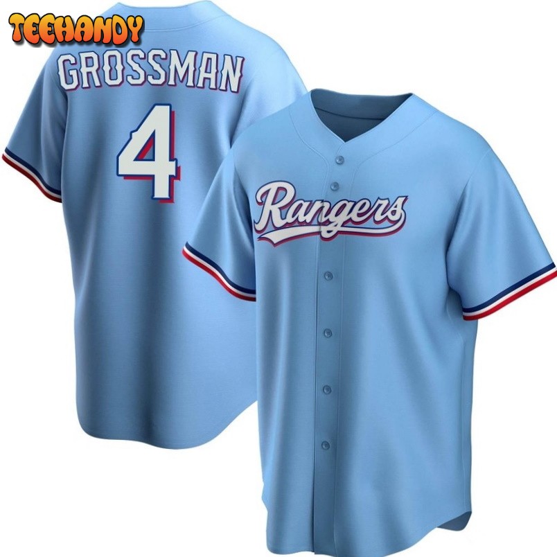 Texas Rangers Robbie Grossman Light Blue Alternate Replica Jersey