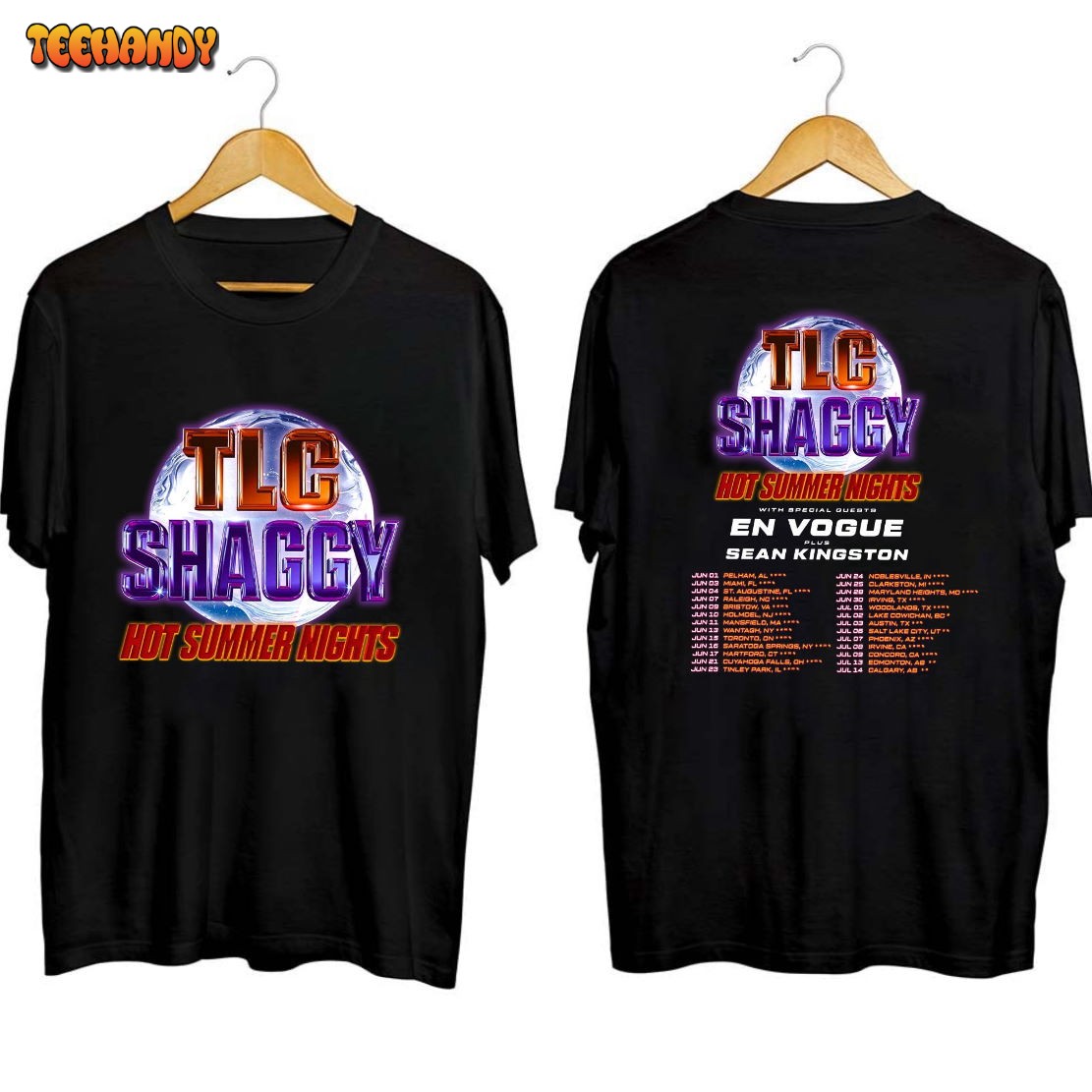 TLC and Shaggy Hot Summer Night Tour 2023 Double Side Shirt