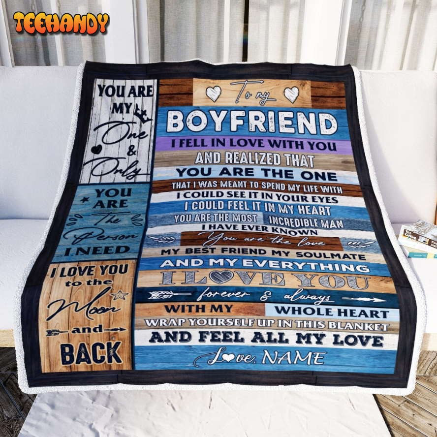 To My Boyfriend  From Girlfriend Wood I Fell In Love With You Wedding Blanket