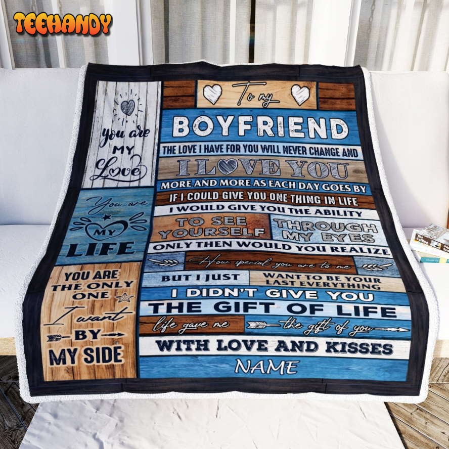 To My Boyfriend  From Girlfriend Wood I Love You More Valentines Day Blanket