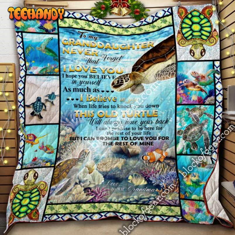 To My Granddaughter Turtle Will Always Have Your Back 3D Quilt Blanket