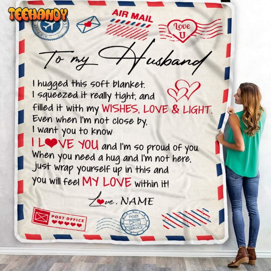 To My Husband  From Wife Air Mail Letter Birthday Wedding Valentines Day Blanket