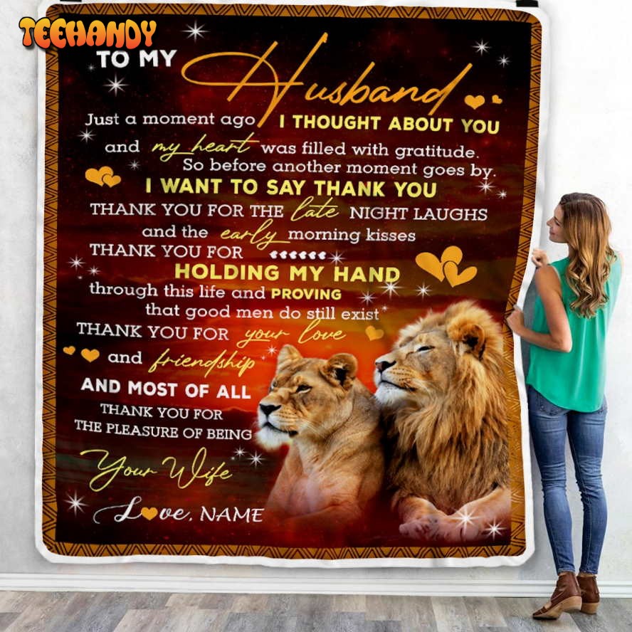 To My Husband  From Wife Couple Lion Husband Valentines Day Wedding Blanket