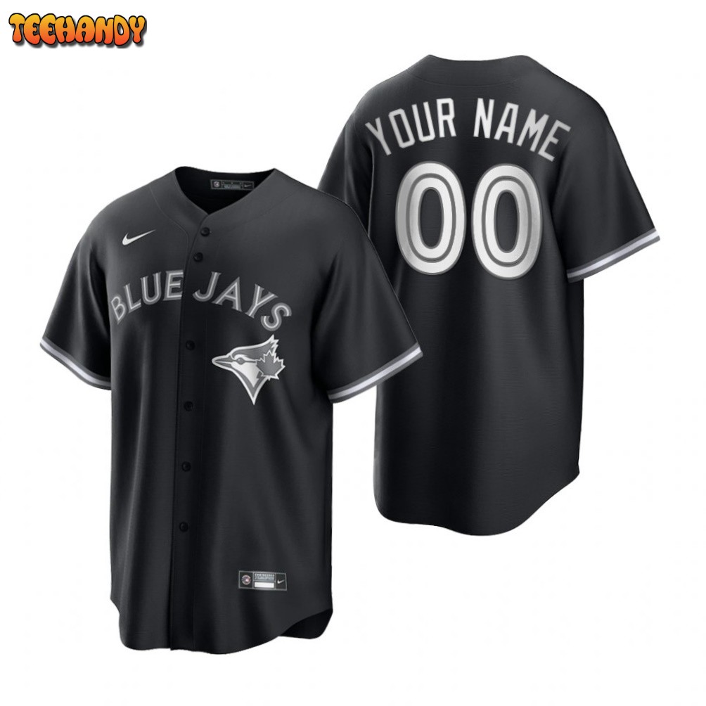 Toronto Blue Jays Custom Black White Fashion Replica Jersey