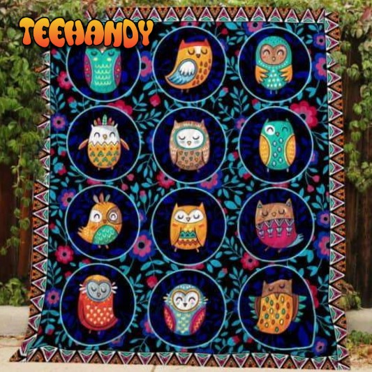 Tribal Owls 3D Customized Quilt Blanket