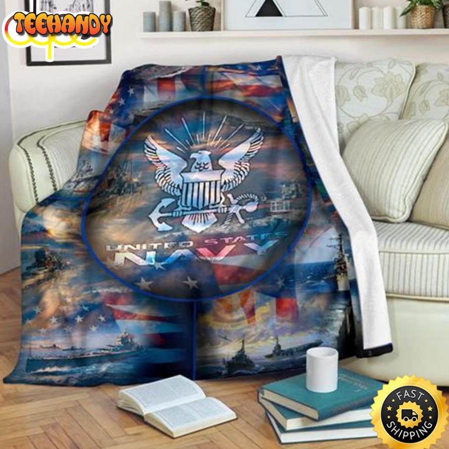 United State Navy And Warships Fleece Throw Blanket