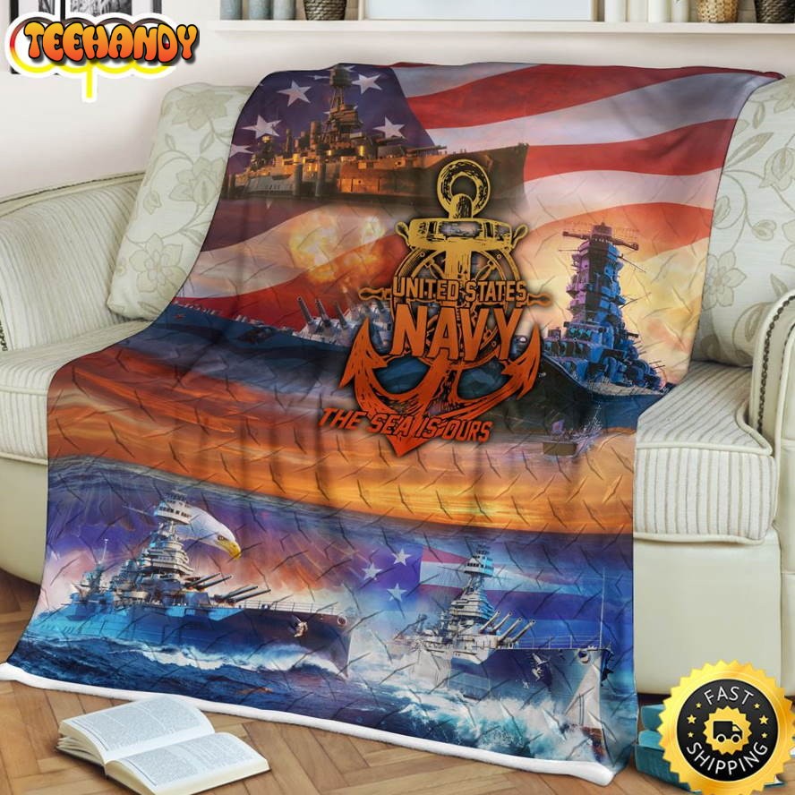 United State Navy The Sea Is Ours Fleece Throw Blanket