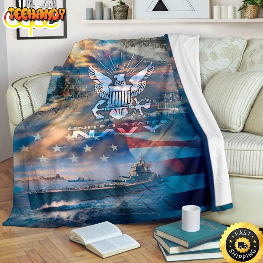 United State Navy Warships Fleece Throw Blanket