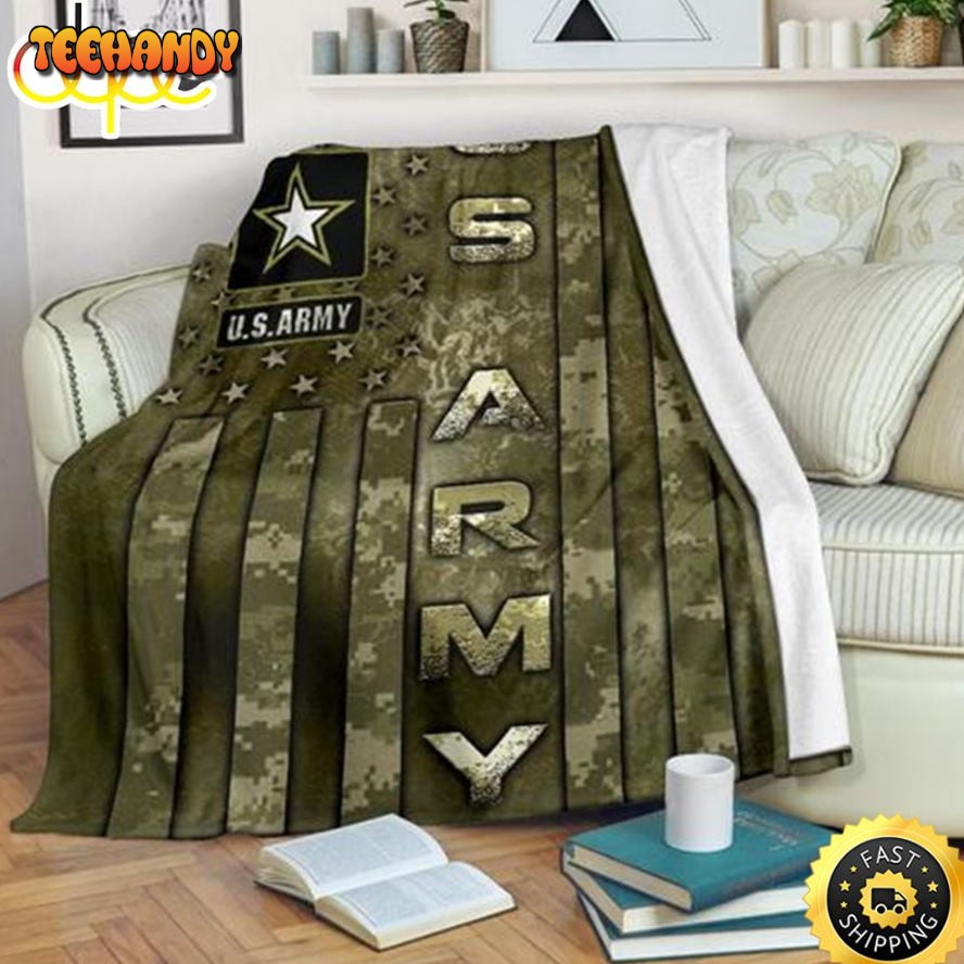 Us Army American Flag Fleece Throw Blanket