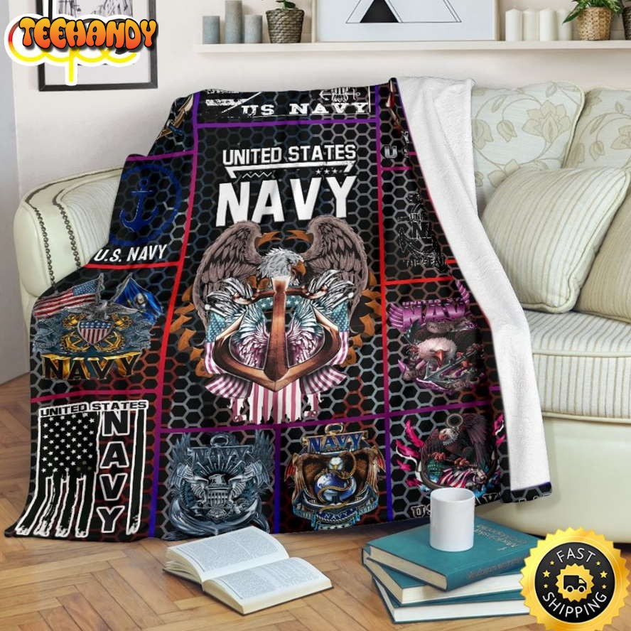 Us Departement Navy Fleece Throw Blanket