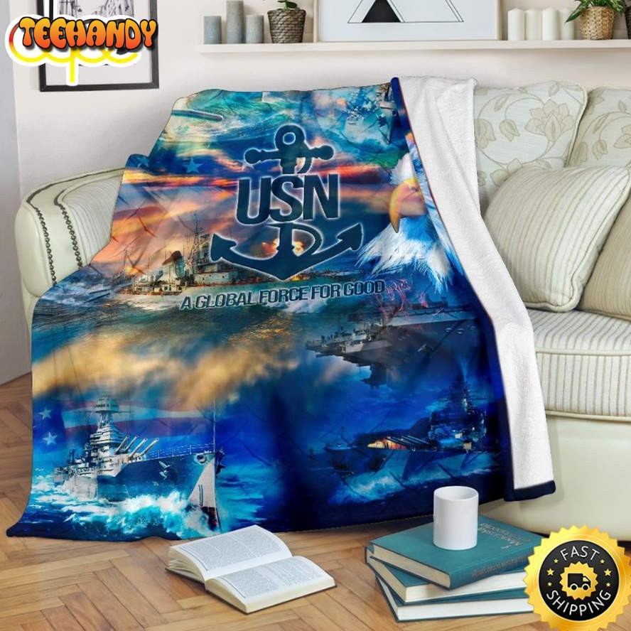 Us Navy A Global Force For Good Fleece Throw Blanket