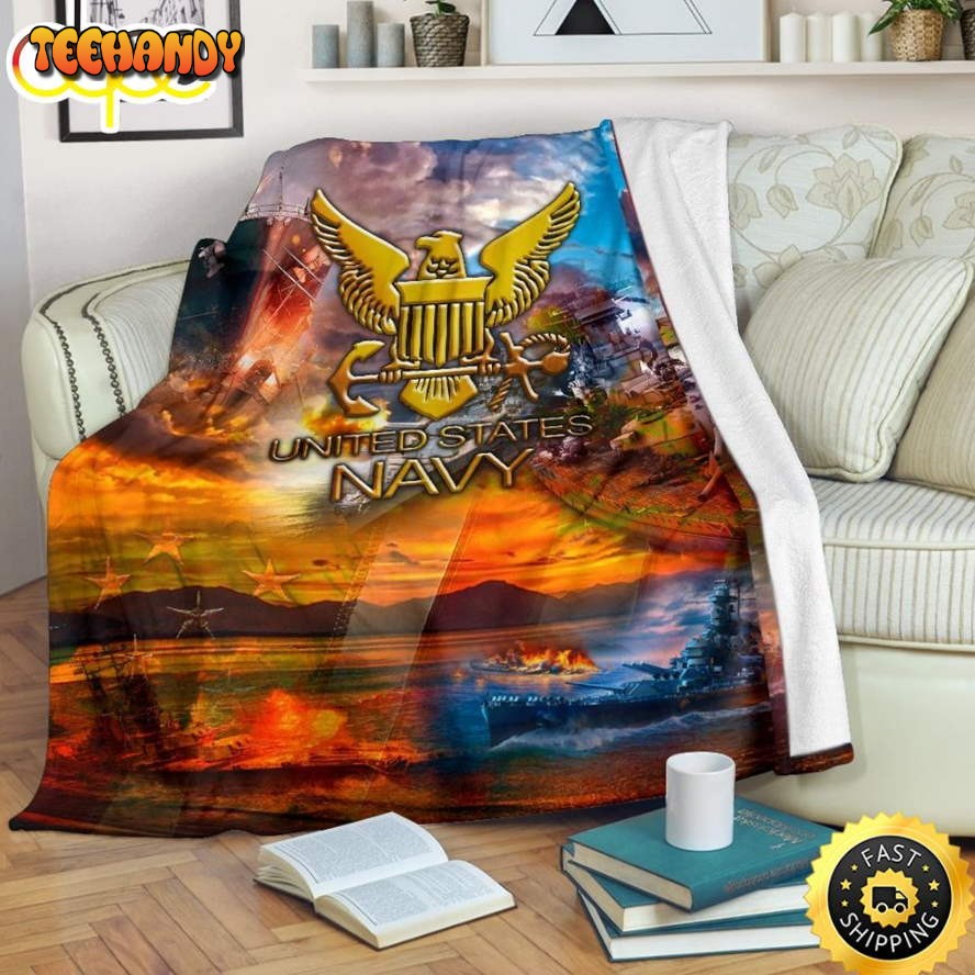 Us Navy And War At Sea Fleece Throw Blanket