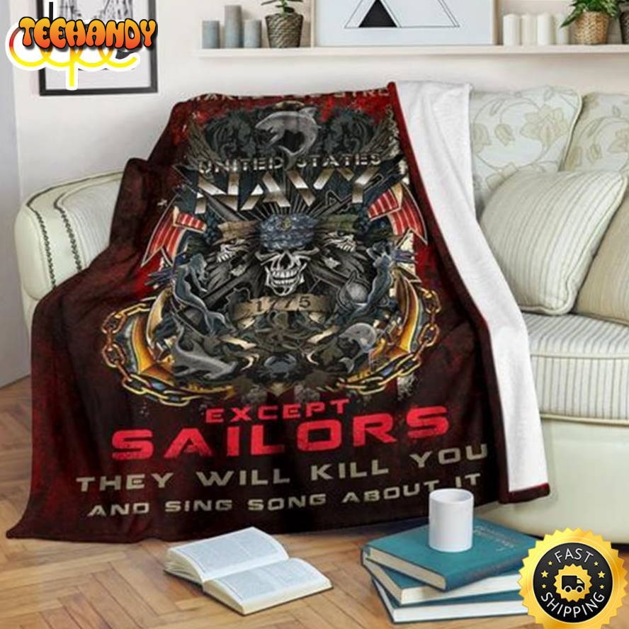 Us Navy Except Sailors Fleece Throw Blanket