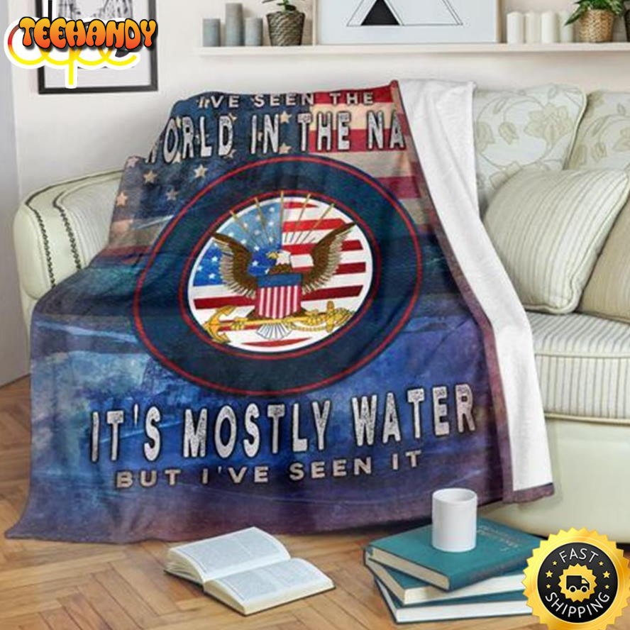 Us Navy It’s Mostly Water But I’ve Seen It Fleece Throw Blanket