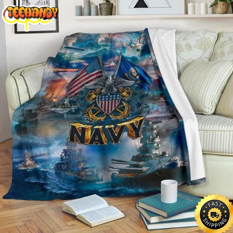 Us Navy War At The Seas Fleece Throw Blanket