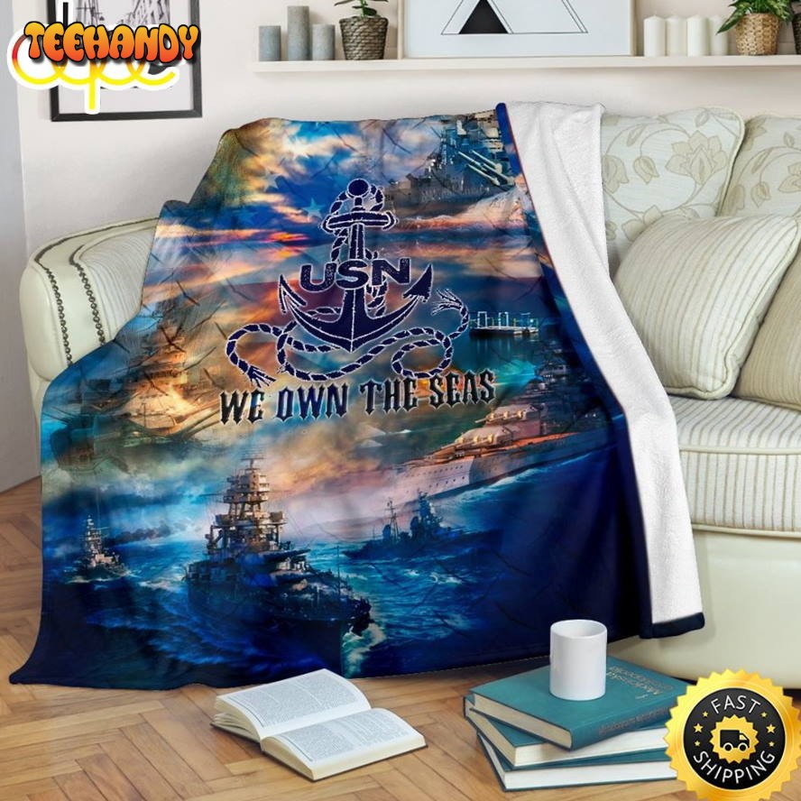 Us Navy We Own The Seas Fleece Throw Blanket