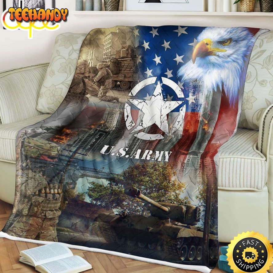 U.S.Army And Eagle Fleece Throw Blanket