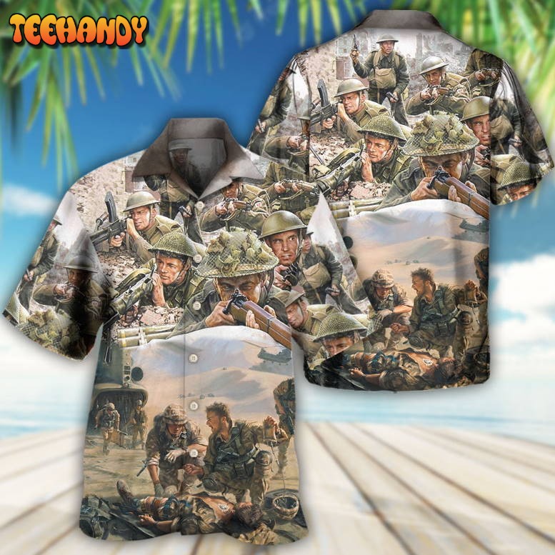 Veteran War Painting Fighting Together Hawaiian Shirt