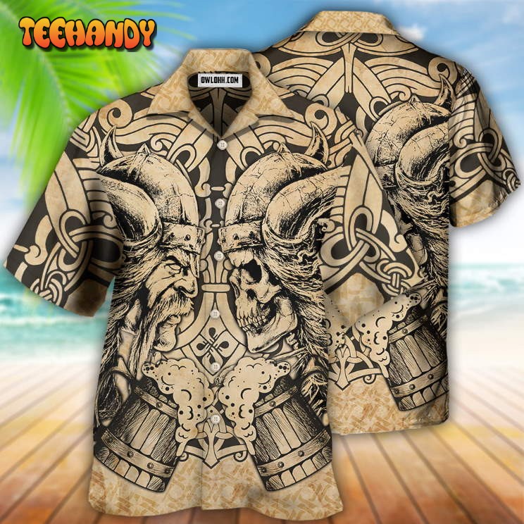 Viking Old Man With Skull Vintage Hawaiian Shirt