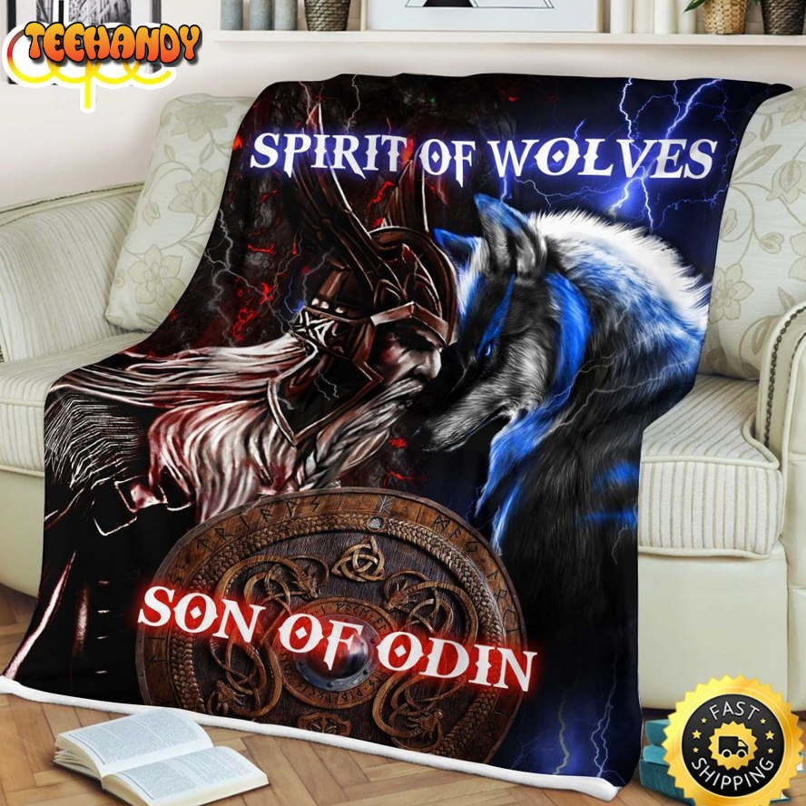 Viking Spirit Of Wolves Son Of Odin Fleece Throw Blanket