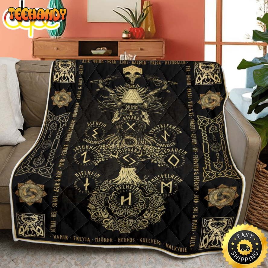 Viking Symbols Fleece Throw Blanket