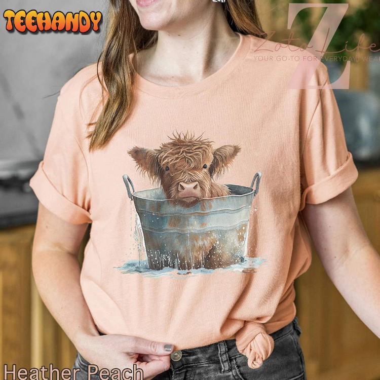 Vintage Cute Highland Cow T-Shirt, Western Farm Animal Shirt