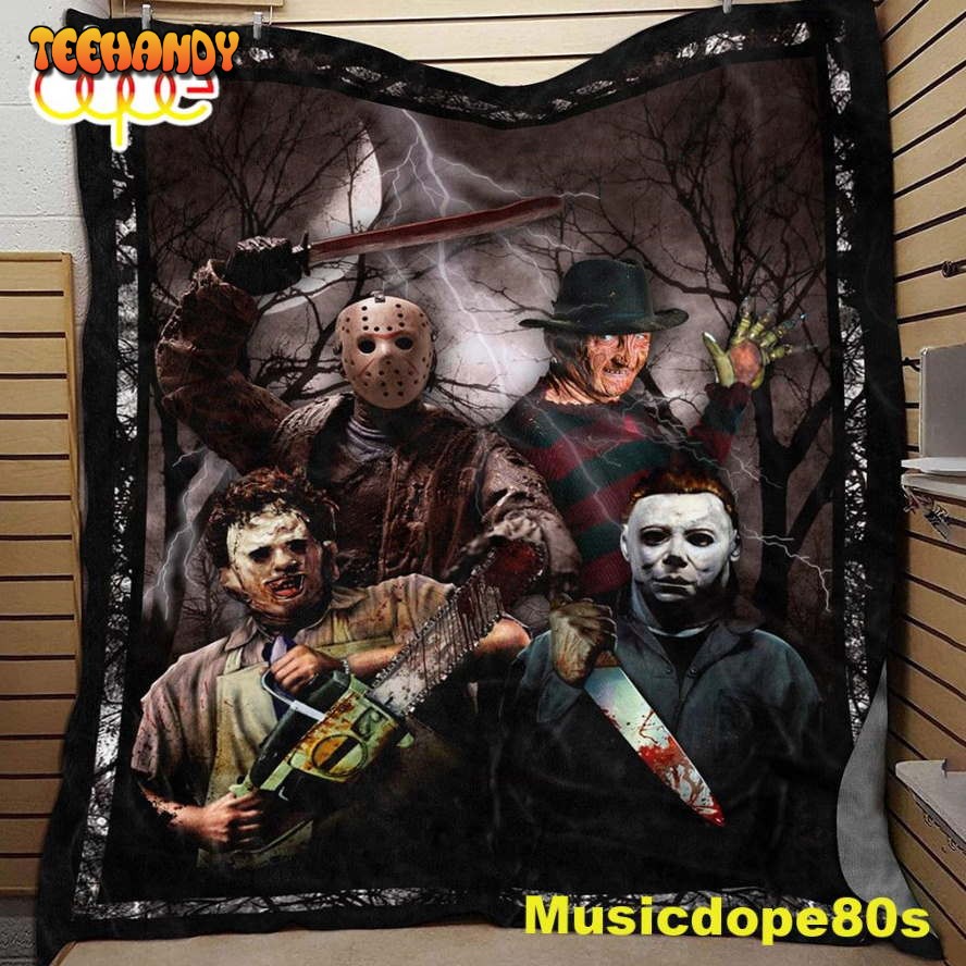 Vintage Horror Movie Halloween Characters Fleece Blanket