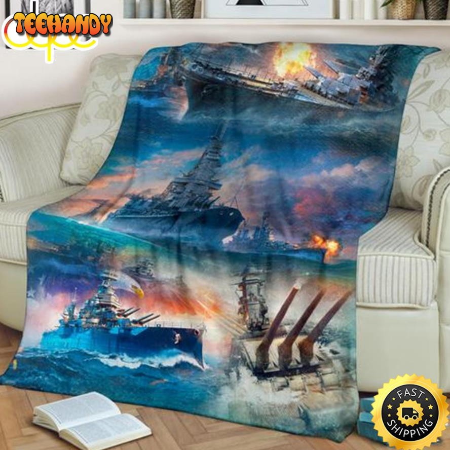 Warships At The Seas Us Navy Fleece Throw Blanket