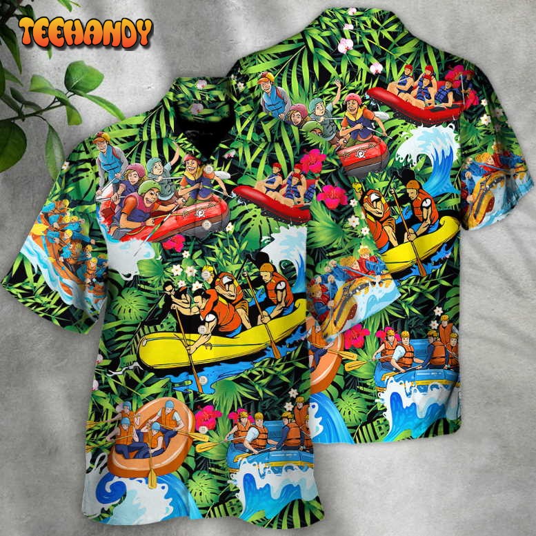 Water Rafting Lover Style Flower Tropical Hawaiian Shirt