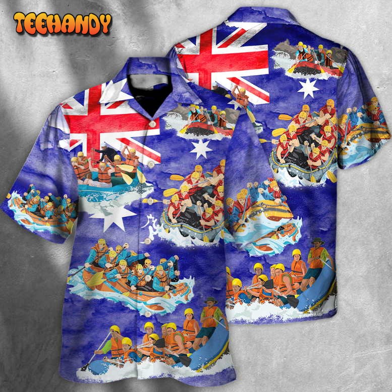 Water Rafting River Rafting Team Australia Flag Vintage Hawaiian Shirt