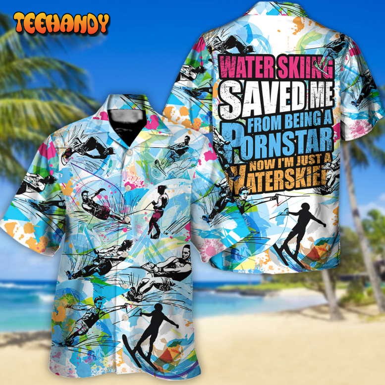 Waterskiing Being A Pornstar A Waterskier Retro Style Hawaiian Shirt