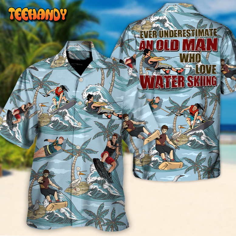 Waterskiing Never Underestimate Skiing Lover Beach Hawaiian Shirt