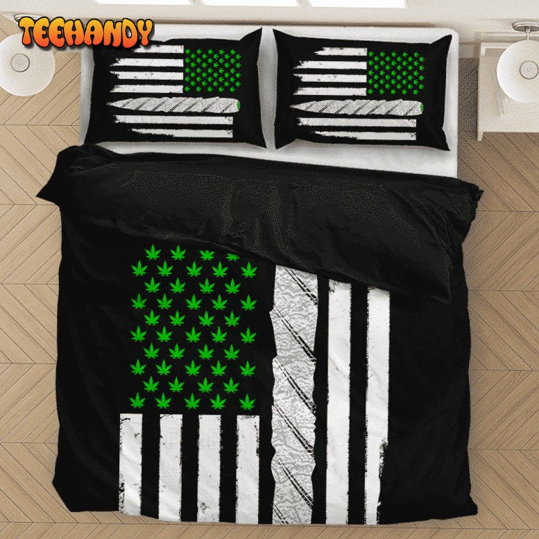 Weed US Flag Joint 420 Marijuana Dope Ganja Bedding Set