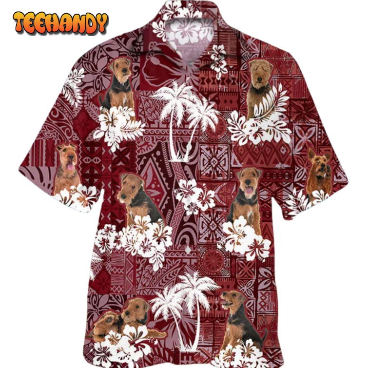 Welsh Terrier Hawaiian Shirt, Dog Hawaiian Shirt Red Tribal Pattern