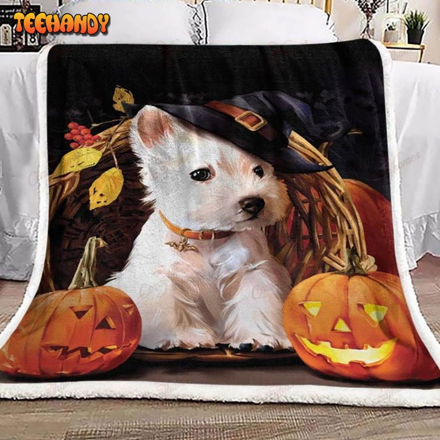 West Highland White Terrier Halloween Sherpa Blankets Throw Blanket