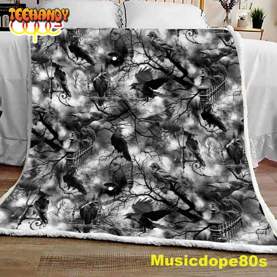 Wicked Halloween Spooky Crows Halloween Sofa Fleece Throw Blanket